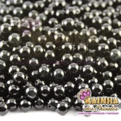 Pérolas ABS Preta Com Furo 8mm