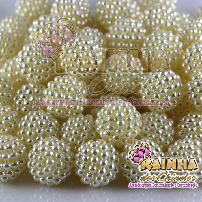 Pérolas Craqueladas Creme 20mm Rainha dos Chinelos