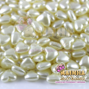 Pérolas de Coração Creme 10mm com Furo