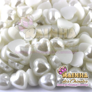 Meia Pérola de Coração Branco 12mm