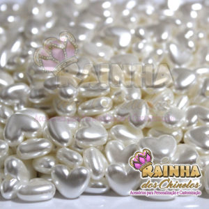 Pérolas de Coração Creme 11x14mm com Furo