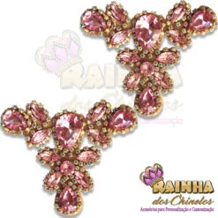 Cabedal Indiano Chaton Rosa Strass Furta-Cor (Par)