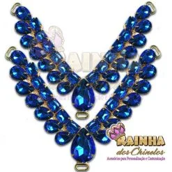 Cabedal em V Chaton Azul (Par)