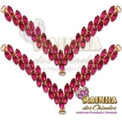 Cabedal em V Folhagem  Rosa (Par)