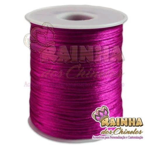 Cordão de Cetim, Fio de Seda, Rabo de Rato Liso Amora 1mm