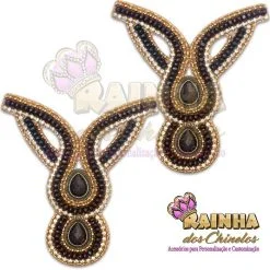 Cabedal Indiano Chaton e Miçanga Marrom Escuro (Par)