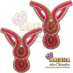 Cabedal Indiano Chaton e Miçanga Rosa Pink (Par)