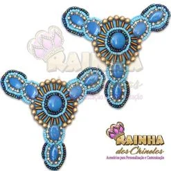 Cabedal Indiano Pedra Azul com Miçanga Colorida (Par)