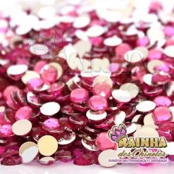 Chaton de Colagem Redondo Base Reta 08mm Rosa (50 gramas)