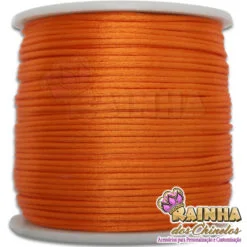 Cordão de Cetim, Fio de Seda, Rabo de Rato Liso Laranja 1mm