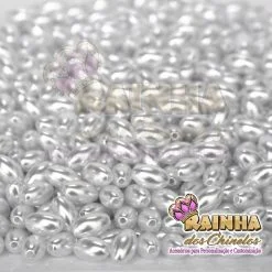 Pérolas de Arrozinho Branco 06x10mm com Furo