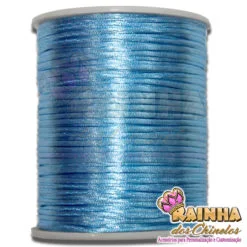 Cordão de Cetim, Fio de Seda, Rabo de Rato Liso Azul Acinzentado 1mm