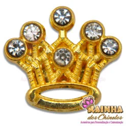 Passante Coroa Dourada com 6 Strass Cristal (Unidade)