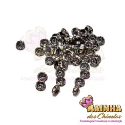 Entremeio Grafite Rondela Reta com Strass Cristal 06mm