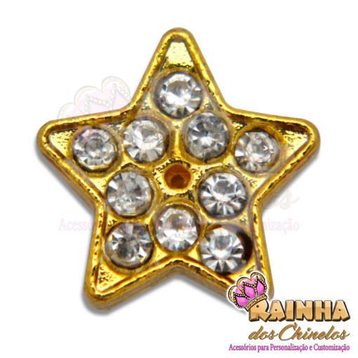 Passante Estrela Dourada com 10 Strass Cristal