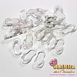 Pingente Acrílico Chinelinho Transparente 30mm (20 unidades)