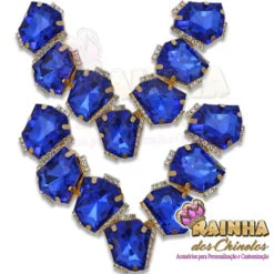 Cabedal em V Cristal Azul (Par)