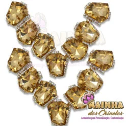 Cabedal em V Cristal Dourado (Par)