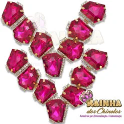 Cabedal em V Cristal Rosa Pink (Par)