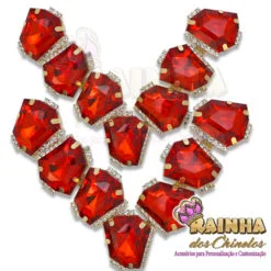 Cabedal em V Cristal Vermelho (Par)