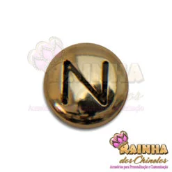 Letra Passante Redonda Dourada N (Unidade)