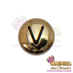 Letra Passante Redonda Dourada V (Unidade)