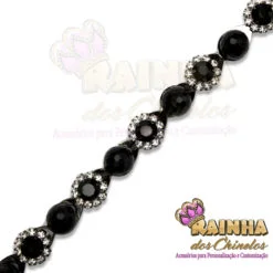Corrente de Strass Pérola Negra (20 centímetros)