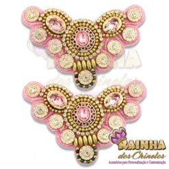 Cabedal Indiano Triângulo Rosa Bebê (Par)