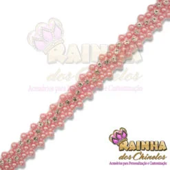 Corrente ABS Olho Mágico Rosa Bebê Strass Cristal