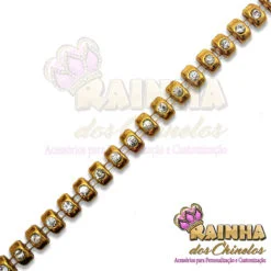 Corrente de Strass Tijolinho Dourado (20 centímetros)