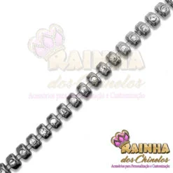 Corrente de Strass Tijolinho Prata (20 centímetros)