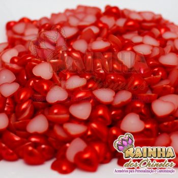 Meia Pérola Coração Vermelho 10mm