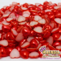 Meia Pérola Coração Vermelho 12mm