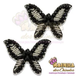 Piercing Indiano Borboleta Preta Miçanga Prata (Par)