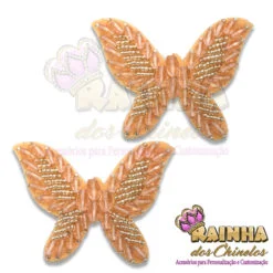 Piercing Indiano Borboleta Salmão Miçanga Prata (Par)