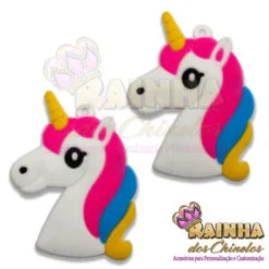 Pingente Cabeça de Unicórnio Arco-Íris (Par)