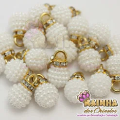 Pingente de Pérolas Craqueladas Brancas 11mm (20 unid.)