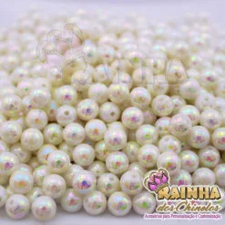 Pérola ABS Branca Irisada 8mm (50 gramas)