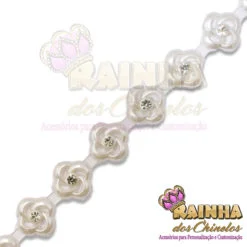 Corrente ABS Flor Trançada Branca