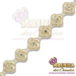 Corrente ABS Flor Trançada Creme