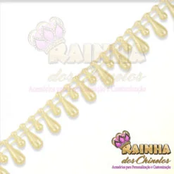 Corrente ABS Gotas Peroladas Creme