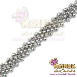 Corrente ABS Olho Mágico Prata Strass Cristal
