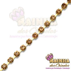 Fio de Strass Dourado SS16 Strass Rosê Gold