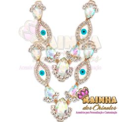 Cabedal em V Olho Grego Furta-Cor (Par)