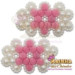 Trama de Florzinha Craquelada Rosa (Par)