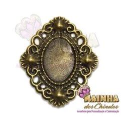 Tag de Metal Ouro Envelhecido Base para Chaton (10 Unid.)