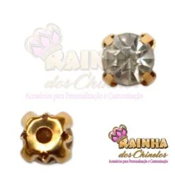 Strass de Costura Dourado SS28 Cristal