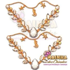 Cabedal em V Correntinha Sereia Cristal (Par)