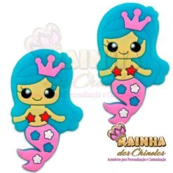 Aplique Grande Sereia Azul (Par)