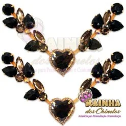 Cabedal em V Aedra Corações Cinza 1ª Linha (Par)